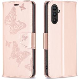 Mobigear Butterfly Samsung Galaxy A24 Klapphülle Portemonnaie - Roségold