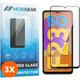 Mobigear Premium Samsung Galaxy F23 Panzerglas Gehärtetes Glas Displayschutz - Hüllenfreundlich - Schwarz (3er Pack)