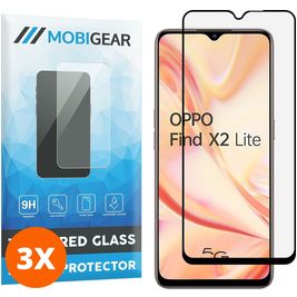 Mobigear Premium OPPO Find X2 Lite Panzerglas Gehärtetes Glas Displayschutz - Hüllenfreundlich - Schwarz (3er Pack)