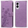 Mobigear Flowers Samsung Galaxy S25 Edge Hülle Klapphülle Geldbörse - Lila