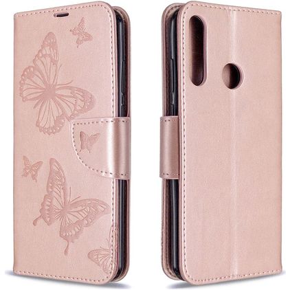 Mobigear Butterfly Huawei Y6p Hülle Klapphülle Geldbörse - Roségold