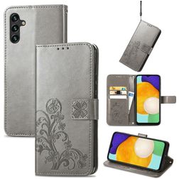 Mobigear Clover Samsung Galaxy A13 5G Hülle Klapphülle Geldbörse - Grau