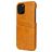 Fierre Shann Premium Card iPhone 12 Hülle Backcover mit Kartenhalter - Cognac