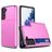 Mobigear Card Samsung Galaxy S21 Plus Hülle Hardcase Backcover Stoßfest mit Kartenhalter - Pink