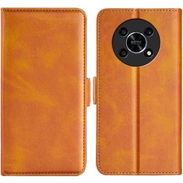 Mobigear Slim Magnet HONOR Magic 4 Lite Hülle Klapphülle Geldbörse - Cognac