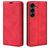 Mobigear Retro Slim Samsung Galaxy S25 FE Hülle Klapphülle Geldbörse - Rot