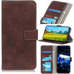Mobigear Croco iPhone 13 Mini Hülle Klapphülle Geldbörse - Braun