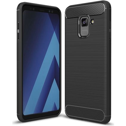 Mobigear Brushed Slim Samsung Galaxy A8 (2018) Hülle Flexibles TPU Backcover - Schwarz