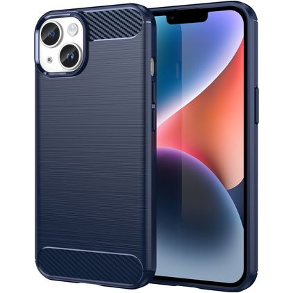Mobigear Brushed Slim iPhone 15 Hülle Flexibles TPU Backcover - Blau