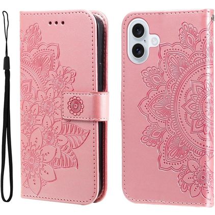 Mobigear Flowers iPhone 17 Hülle Klapphülle Geldbörse - Roségold