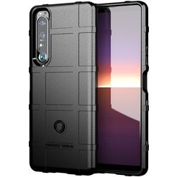 Mobigear Rugged Shield Sony Xperia 1 III Hülle Flexibles TPU Backcover Stoßfest - Schwarz