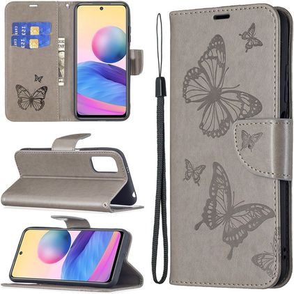 Mobigear Butterfly POCO M3 Pro Hülle Klapphülle Geldbörse - Grau