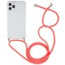 Mobigear Lanyard iPhone 12 Pro Max Flexibles TPU Handykette - Transparent / Rot