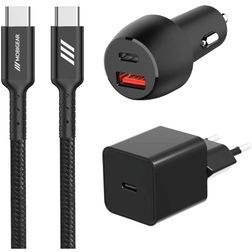 Mobigear Essentials Ladegerät + Auto Ladegerät + USB-C Kabel 1 Meter Power Delivery 48W - Schwarz