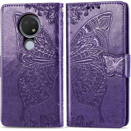 Mobigear Butterfly Nokia 7.2 Hülle Klapphülle Geldbörse - Lila