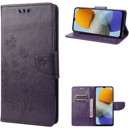 Mobigear Flowers Samsung Galaxy M23 Hülle Klapphülle Geldbörse - Lila