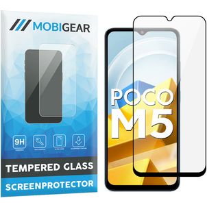 Mobigear Premium POCO M5 Panzerglas Gehärtetes Glas Displayschutz - Hüllenfreundlich - Schwarz
