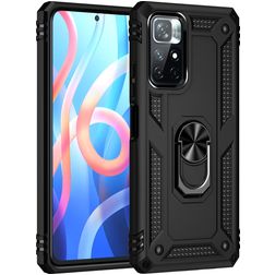 Mobigear Armor Ring Xiaomi Redmi Note 11 5G Hardcase Backcover Shockproof mit Ringhalter - Schwarz