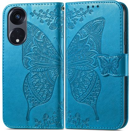 Mobigear Butterfly OPPO Reno 8T 5G Hülle Klapphülle Geldbörse - Blau
