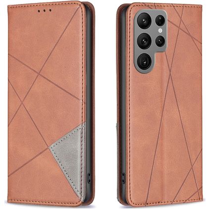 Mobigear Rhombus Slim Samsung Galaxy S24 Ultra Hülle Klapphülle - Braun