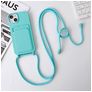 Mobigear Lanyard Card iPhone 15 Silikon Handykette mit Kartenhalter - Blau