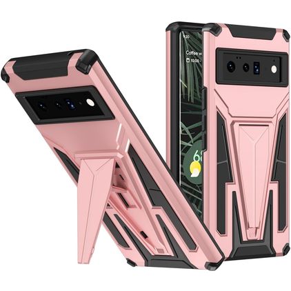 Mobigear Armor Stand Google Pixel 6 Pro Hardcase Backcover Shockproof mit Ständer - Roségold