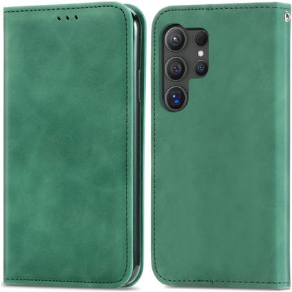 Mobigear Retro Slim Samsung Galaxy S25 Ultra Hülle Klapphülle Geldbörse - Grün