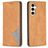 Mobigear Rhombus Slim Samsung Galaxy S24 FE Hülle Klapphülle - Cognac