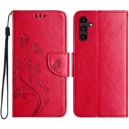 Mobigear Flowers Samsung Galaxy A36 Hülle Klapphülle Geldbörse - Rot