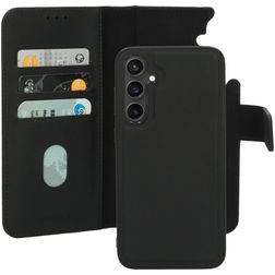 Mobiparts Samsung Galaxy S23 FE Hülle Echtes Leder Abnehmbare 2in1 Klapphülle Geldbörse - Schwarz