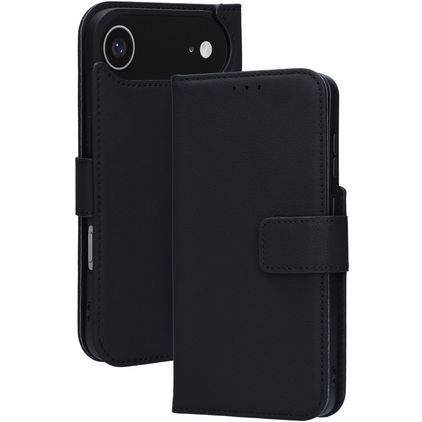 Mobiparts Wallet iPhone Air MagSafe Hülle Echtes Leder Klapphülle Geldbörse - Schwarz