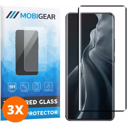 Mobigear Premium Xiaomi Mi 11 Panzerglas Gehärtetes Glas Displayschutz - Hüllenfreundlich - Schwarz (3er Pack)