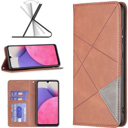 Mobigear Rhombus Slim Samsung Galaxy A33 Hülle Klapphülle - Braun