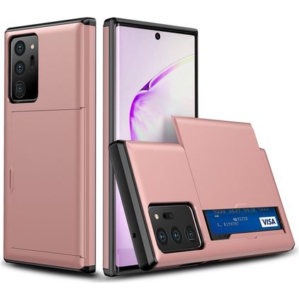 Mobigear Card Samsung Galaxy Note 20 Ultra Hülle Hardcase Backcover Stoßfest mit Kartenhalter - Roségold