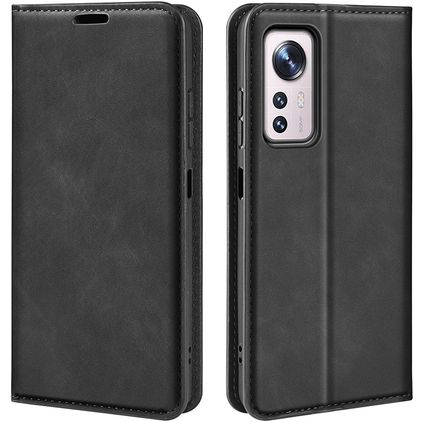 Mobigear Retro Slim Xiaomi 12 Pro Hülle Klapphülle Geldbörse - Schwarz