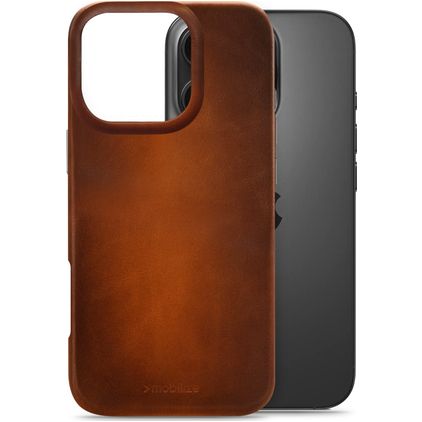 Mobilize Premium iPhone 16 Pro MagSafe Hülle Echtes Leder Backcover - Burned Cognac