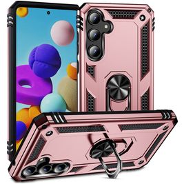 Mobigear Armor Ring Samsung Galaxy A35 Hülle Hardcase Backcover Stoßfest mit Ringhalter - Roségold