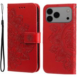 Mobigear Flowers iPhone 17 Pro Max Hülle Klapphülle Geldbörse - Rot