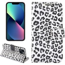 Mobigear Leopard iPhone 14 Hülle Klapphülle Geldbörse - Weiß