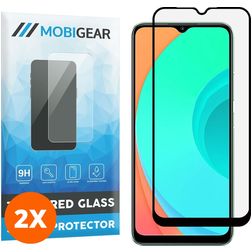 Mobigear Premium Realme C11 (2020) Panzerglas Displayschutz - Hüllenfreundlich - Schwarz (2er Pack)