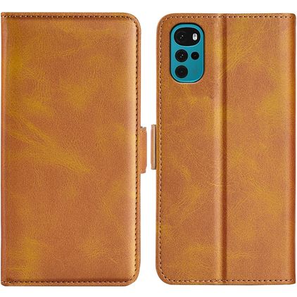 Mobigear Slim Magnet Motorola Moto G22 Hülle Klapphülle Geldbörse - Cognac