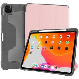 Mutural Tri-Fold Tough iPad Pro 12.9 Zoll (2021) Hülle Klapphülle + Stifthalter - Schwarz / Roségold