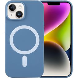 Mobigear Rubber Touch iPhone 15 Silikon MagSafe Hülle Backcover - Blau