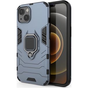 Mobigear Armor Ring iPhone 13 Hülle Hardcase Backcover Stoßfest mit Ringhalter - Blau
