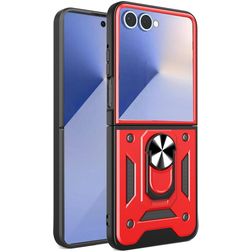 Mobigear Armor Ring Samsung Galaxy Z Flip 7 Hülle Hardcase Backcover Stoßfest mit Ringhalter - Rot