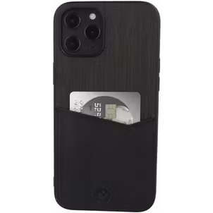 Valenta Card Slot iPhone 12 Pro Max Hülle Echtes Leder Backcover mit Kartenhalter - Schwarz