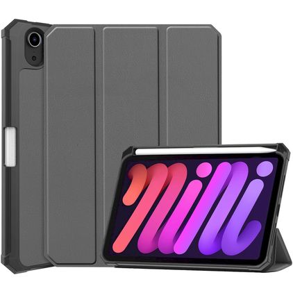 Mobigear Tri-Fold Shockproof iPad Mini 7 (2024) Hülle Klapphülle + Stifthalter - Grau