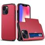 Mobigear Card iPhone 15 Plus Hülle Hardcase Backcover Stoßfest mit Kartenhalter - Rot
