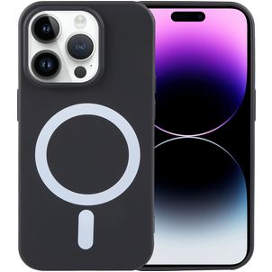 Mobigear Rubber Touch iPhone 15 Pro Silikon MagSafe Hülle Backcover - Schwarz