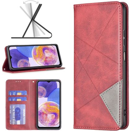 Mobigear Rhombus Slim Samsung Galaxy A23 Hülle Klapphülle - Rot